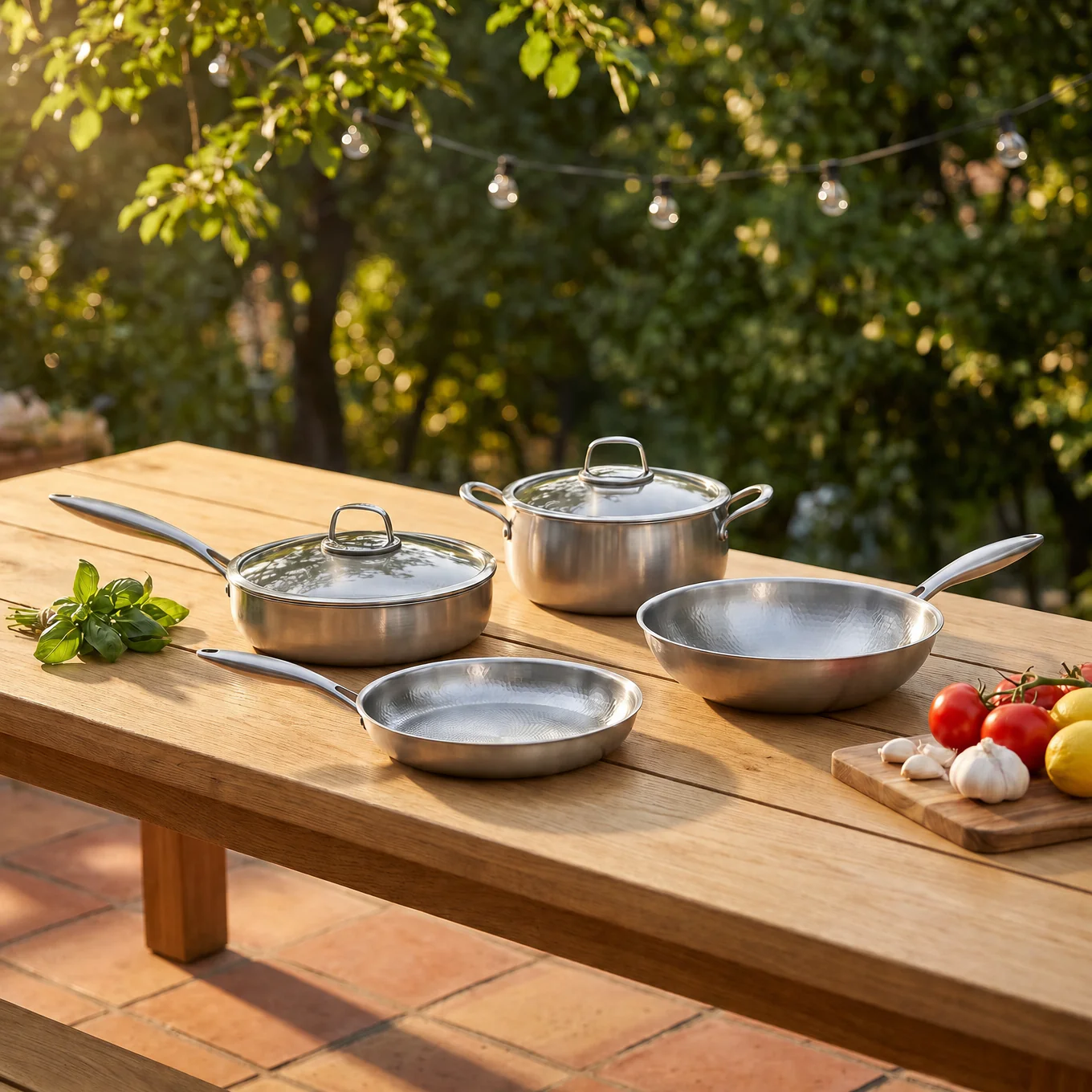 Hand-Hammered Titanium Essentials Kitchen Set with 2 Lids (10, 11 & 12 Inch) - Image 4